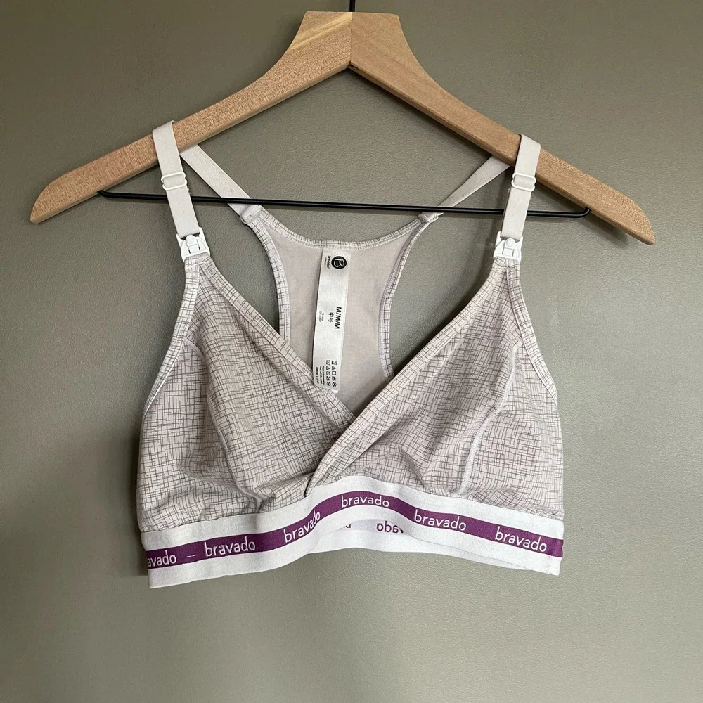 Bravado Designs Original Nursing Bra Crosshatch Grey Sz Medium Wireless Bralette